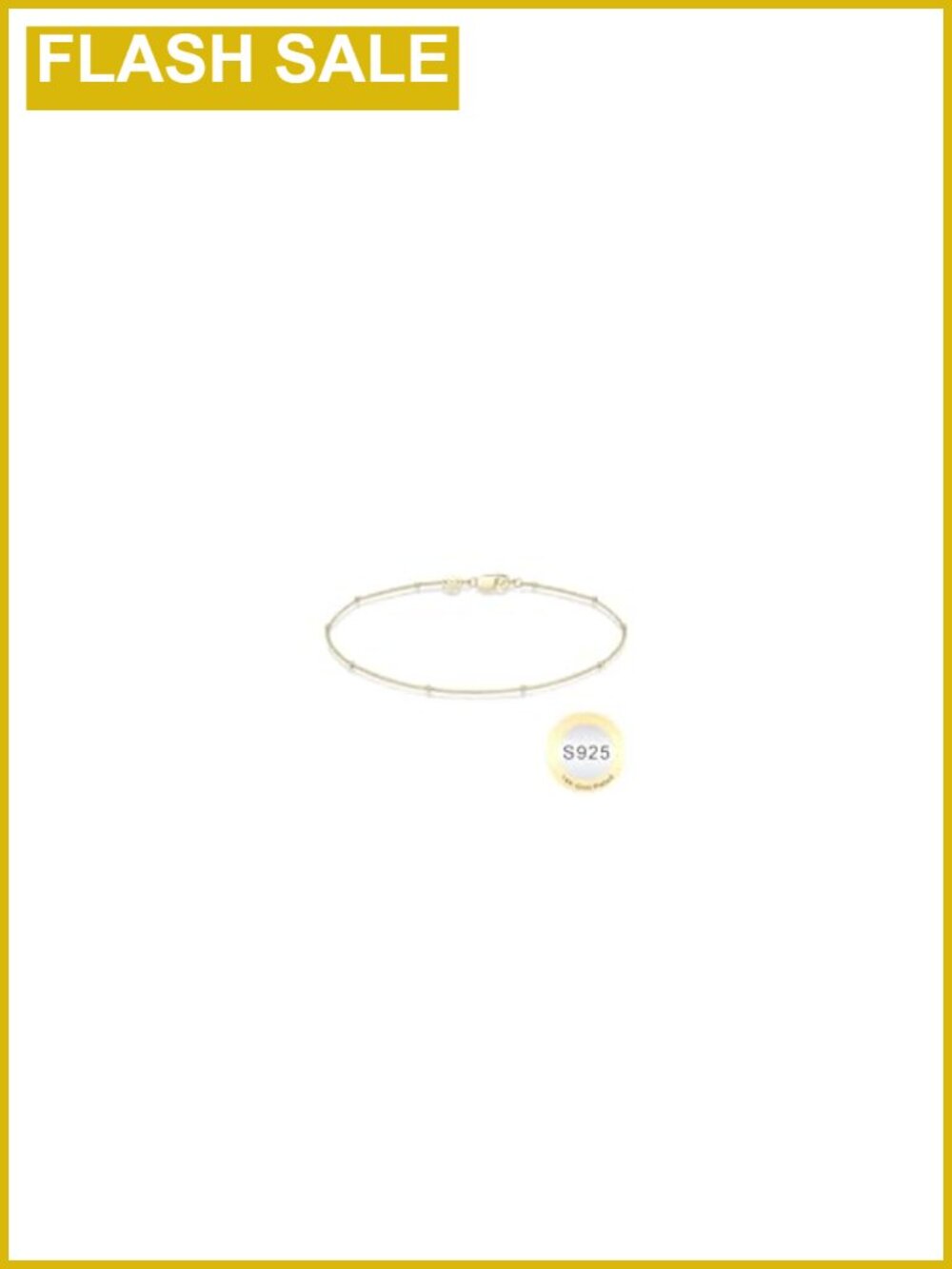 S925 Sterling Silver Bracelet 14K-Real-Gold-Plated Satellite Bead Chain
